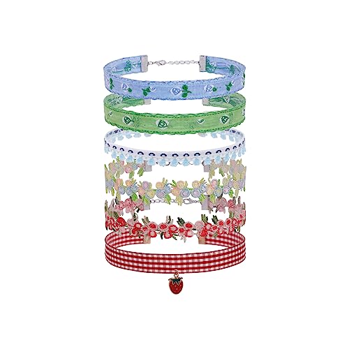 Manfnee Choker Halskette Set für Frauen Samt Spitze Chokers Daisy Blume Choker Halskette Klassische Gothic Kragen von Manfnee
