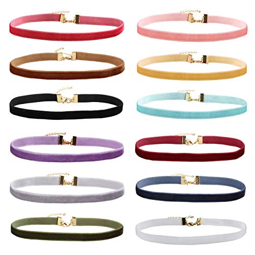 Manfnee Damen 12PCS Velvet Choker Halskette Set Gothic Lolita Elegant Choker Collar von Manfnee