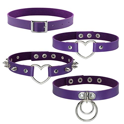 Manfnee Damen Punk Goth Choker Kragen Halskette PU Leder Spike Nieten Herz Charme Choker Set Manfnee Damen Punk Goth Choker Kragen Halskette PU Leder Spike Nieten Herz Charme Choker Set von Manfnee