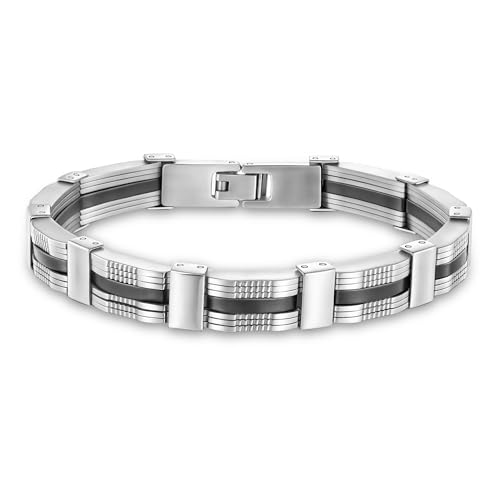 Manfnee Edelstahl Armband Punk Rock Kette Handgelenk Gürtel Link Armbänder Solid Chunky Link Schmuck von Manfnee