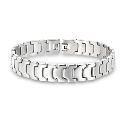 Manfnee Edelstahl Armband Punk Rock Kette Handgelenk Gürtel Link Armbänder Solid Chunky Link Schmuck von Manfnee