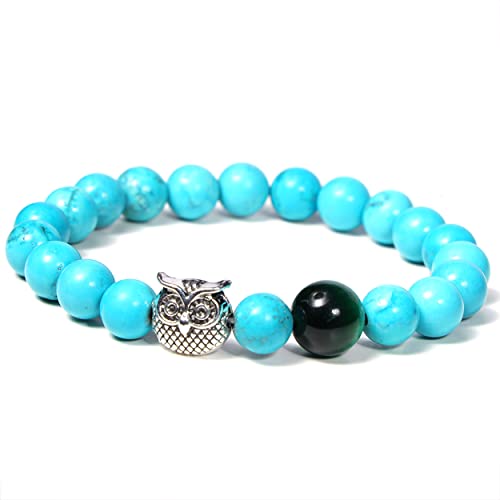 Manfnee Eule Chakra Stein Türkis Armband Yoga Liebe Freundschaft Geburtstag Frauen Elastisch von Manfnee