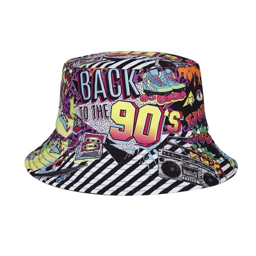 Manfnee Fashion Retro 80s 90s Bucket Hats Fashion Sun Cap Packable Outdoor Fisherman Hat für Frauen und Männer von Manfnee
