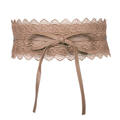 Manfnee Frauen Spitze Taille Gürtel Taille Band Gürtel für Kleid Breite Wrap Gürtel Faux Leder Obi Gürtel Taille Boho von Manfnee
