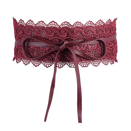 Manfnee Frauen Spitze Taille Gürtel Taille Band Gürtel für Kleid Breite Wrap Gürtel Faux Leder Obi Gürtel Taille Boho von Manfnee