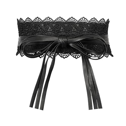Manfnee Frauen Spitze Taille Gürtel Taille Band Gürtel für Kleid Breite Wrap Gürtel Faux Leder Obi Gürtel Taille Boho von Manfnee