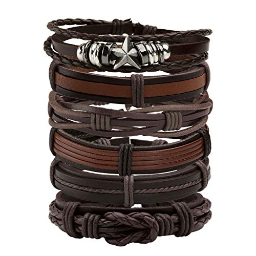 Manfnee Geflochtenes Lederarmband Punk Goth Rope Wrap Armband Armbänder Männer Frauen Verstellbar von Manfnee