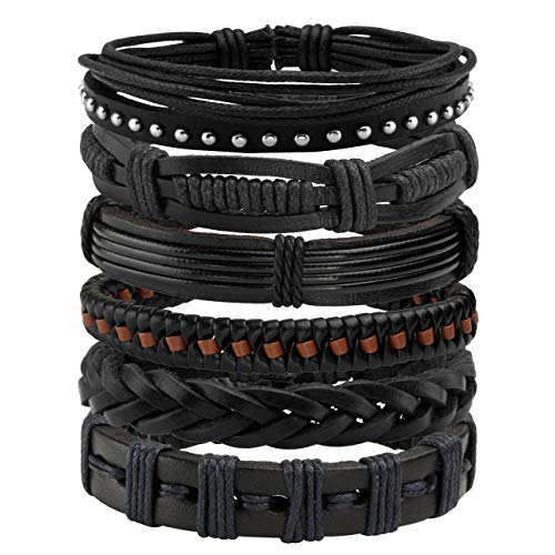 Manfnee Geflochtenes Lederarmband Punk Goth Rope Wrap Armband Armbänder Männer Frauen Verstellbar von Manfnee