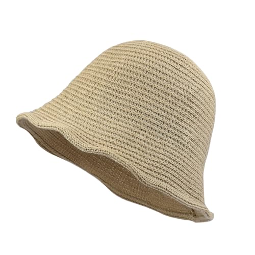 Manfnee Gewebter Strandhut Damen Sommer Knit Geflochtene Sonnenhut Stroh Fisherman Hut für Frauen von Manfnee