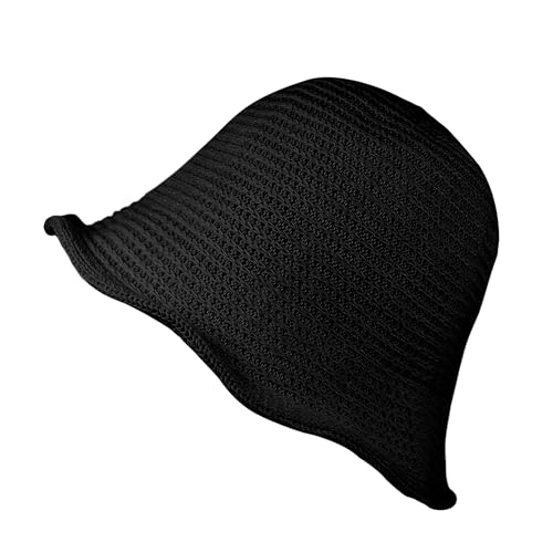 Manfnee Gewebter Strandhut Damen Sommer Knit Geflochtene Sonnenhut Stroh Fisherman Hut für Frauen von Manfnee