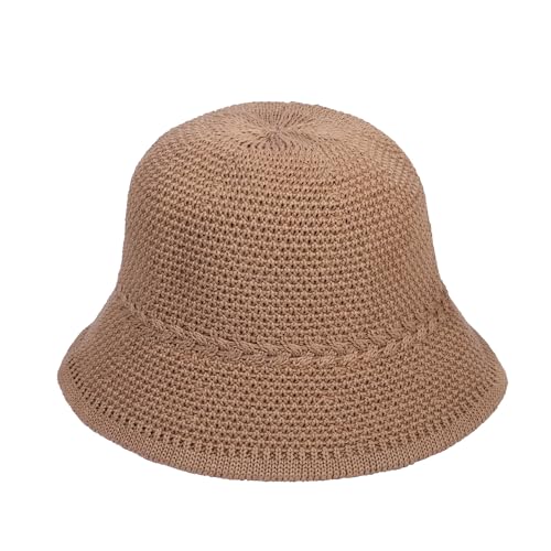 Manfnee Gewebter Strandhut Damen Sommer Knit Geflochtene Sonnenhut Stroh Fisherman Hut für Frauen von Manfnee