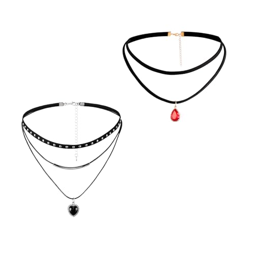 Manfnee Gothic Choker Halskette Seil Anhänger Halsketten PU Leder Chokers Punk Kragen für Frauen von Manfnee