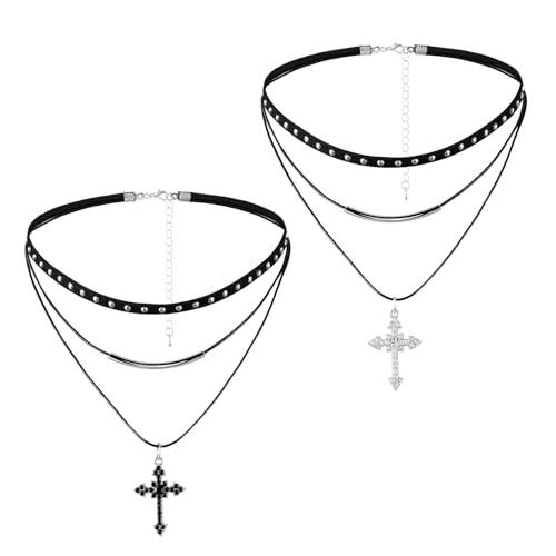 Manfnee Gothic Choker Halskette Seil Mond Stern Anhänger Halsketten PU Leder Chokers Punk Kragen für Damen von Manfnee