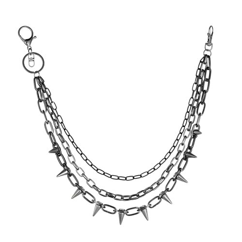 Manfnee Hosen Kette für Männer Frauen Heavy Duty Gürtel Ketten Punk Rock Jeans Kette Spike geschichtet Jeans Ketten von Manfnee