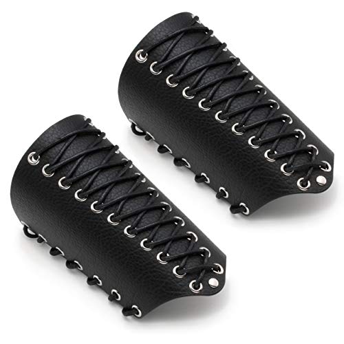 MANFNEE Leder Armschutz Gothic Armschutz breite Manschette Punk Armband Männer schwarzer Armschutz von Manfnee