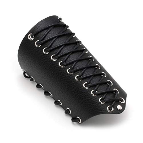 Manfnee Leder Armschutz Gothic Armschutz breite Manschette Punk Armband Männer schwarzer Armschutz von Manfnee