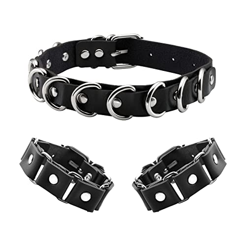 Manfnee PU Leder Choker Armbnd Punk Halsband Halskette Spike Nieten Manschette Gothic Armband für Damen Herren von Manfnee