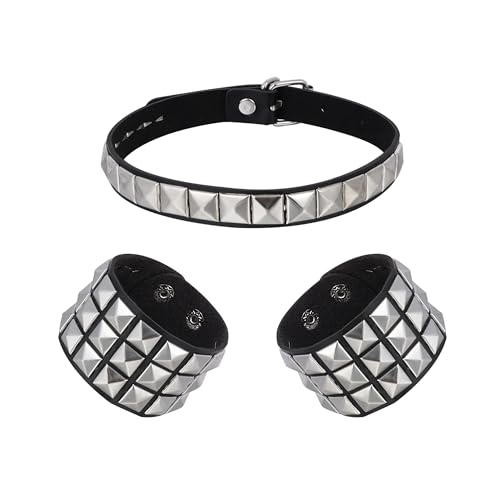 Manfnee Leder Nieten Choker Armband Punk Rock Spike Niete Kragen Necalce Wristband Manschette von Manfnee