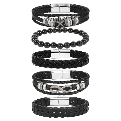 Manfnee Leder armband für Herren Damen Herrenarmband Leder Geflochtene Armbänder Punk Armband von Manfnee