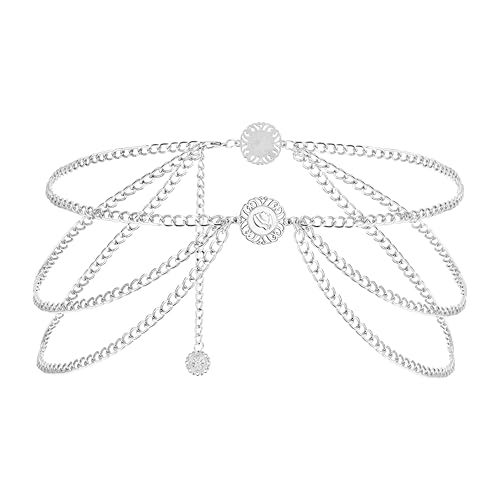 Manfnee Multilayer Metallkette Gürtel für Frauen Chunky Bauch Link Gürtel Taille Kette Gürtel für Jeans Kleid von Manfnee