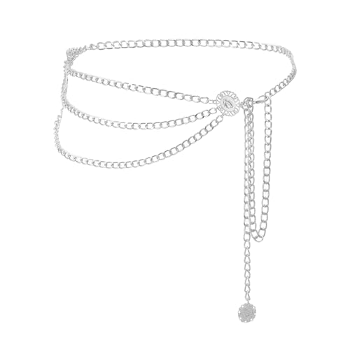 Manfnee Multilayer Metallkette Gürtel für Frauen Chunky Bauch Link Gürtel Taille Kette Gürtel für Jeans Kleid von Manfnee