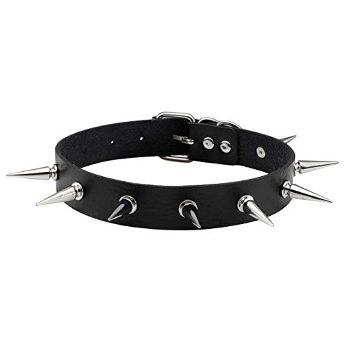 Manfnee PU Leder Choker Punk Gothic Rock Spike Niet Choker Halsband Halskette Frauen Männer von Manfnee