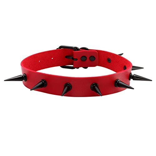 Manfnee Punk Gothic Choker Halsband Halskette PU Leder Spike Nieten Halsband für Männer Frauen von Manfnee