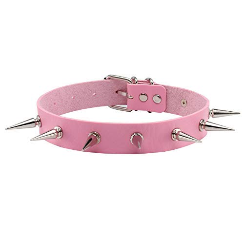 Manfnee Punk Gothic Choker Halsband Halskette PU Leder Spike Rivet Nieten Halsband für Frauen von Manfnee