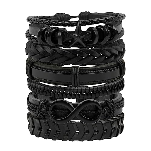 Manfnee Punk Leder Armband für Herren Damen Schwarze Nieten Armbänder Gothic Manschetten Armband von Manfnee