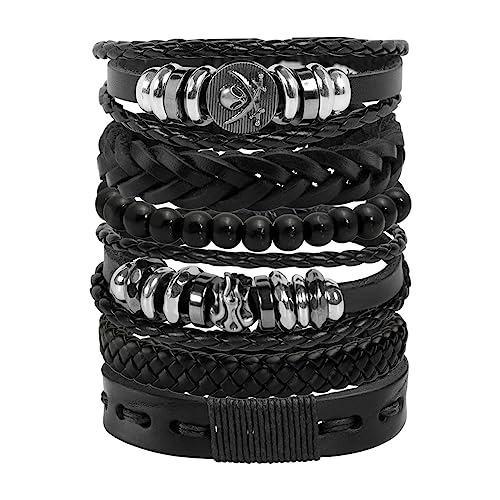 Manfnee Punk Leder Armband für Herren Damen Schwarze Nieten Armbänder Gothic Manschetten Armband von Manfnee