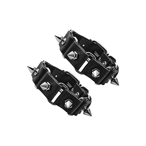 Manfnee Punk Lederarmband Spike Rock Nietenarmband von Männer Frauen Gothic Armbänder Schwarze Einstellbar von Manfnee
