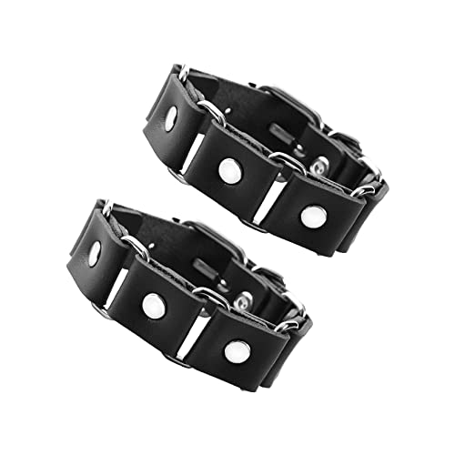 Manfnee Punk Lederarmband Spike Rock Nietenarmband von Männer Frauen Gothic Armbänder Schwarze Einstellbar von Manfnee