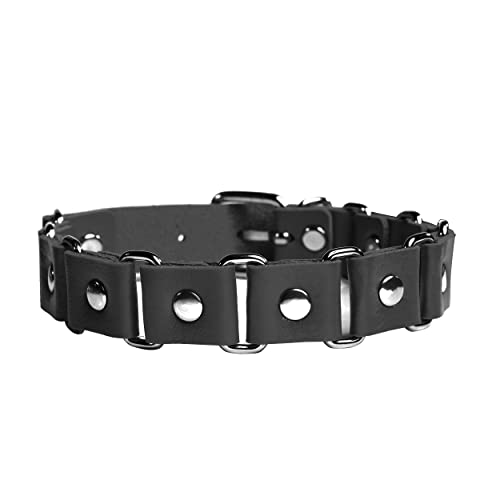 Manfnee Punk Nieten Halskette PU Leder Halsband Damen Spike Halskette für Männer Frauen Gothic Schmuck von Manfnee