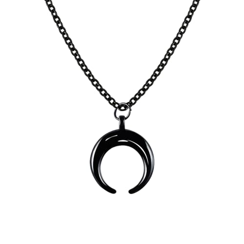 Manfnee Schwarzer Moon Choker Halskette Stainless Steel Pendant Necklace for Women Gothic Schmuck von Manfnee