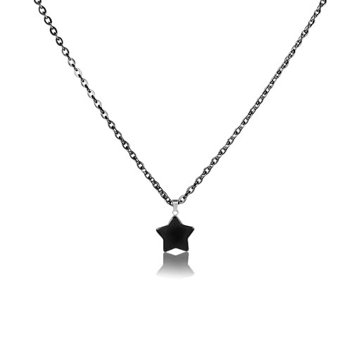 Manfnee - Schwarzer Stern Gothic Choker Halskette für Männer und Frauen, Edelstahl, 60cm/23.62 Zoll, Stern Anhänger, Unisex, Y2K, Perfekt für Geschenke von Manfnee