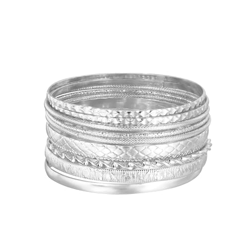 Manfnee Silber Armreif Armbänder für Frauen Multi Layered Stackable Textured Armbänder Boho Schmucksets Manfnee Silber Armreif Armbänder für Frauen Multi Layered Stackable Textured Armbänder Boho Schmucksets von Manfnee