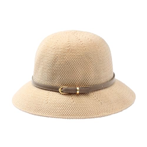 Manfnee Sonnenhut Damen Strohhut Sommer UV-Schutz Breite Krempe Stroh gewebt Cap for Strand Urlaub von Manfnee
