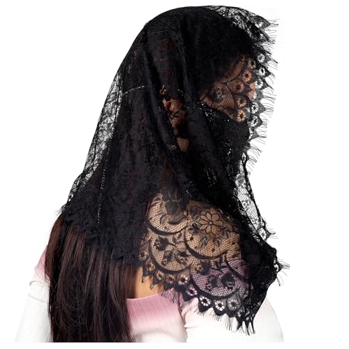 Manfnee Spanisch Stil Spitze Schleier Traditionelle Vintage Inspired Mantilla Schleier Lateinische Messe Kopfbedeckung von Manfnee