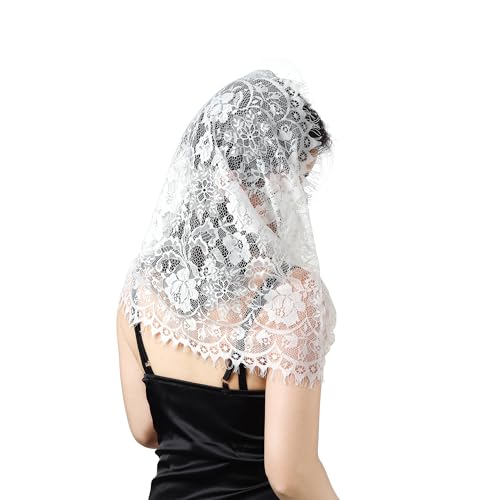 Manfnee Spanisch Stil Spitze Schleier Traditionelle Vintage Inspired Mantilla Schleier Lateinische Messe Kopfbedeckung von Manfnee
