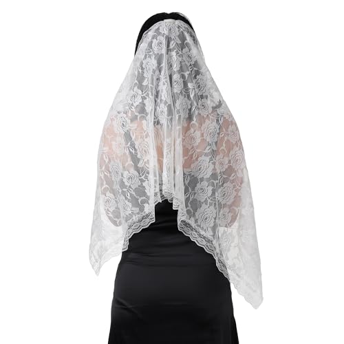 Manfnee Spanisch Stil Spitze Schleier Traditionelle Vintage Inspired Mantilla Schleier Lateinische Messe Kopfbedeckung von Manfnee