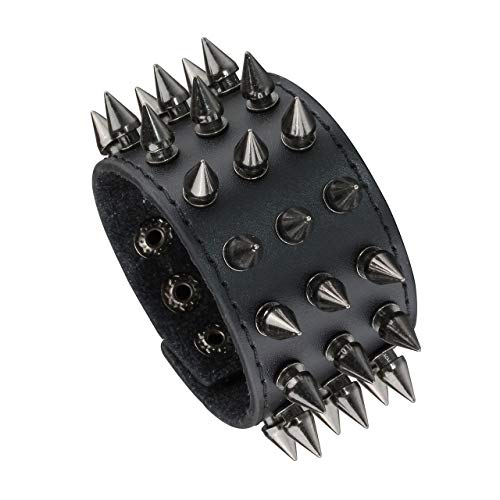 Manfnee Spike Rivet Nieten Armband Leder Punk Gothic Biker Breite Manschette Gürtel Armband Armreif von Manfnee