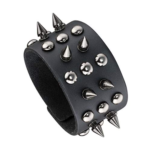 Manfnee Spike Rivet Nieten Armband Leder Punk Gothic Biker Breite Manschette Gürtel Armband Armreif von Manfnee