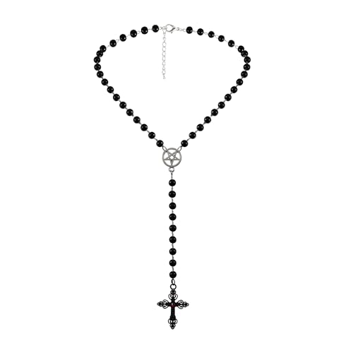 Manfnee Stern Kreuz Anhänger Halskette Schwarz Perlenketten Halsketten Dark Gothic Halskette Boho Halskette Manfnee Stern Kreuz Anhänger Halskette Schwarz Perlenketten Halsketten Dark Gothic Halskette Boho Halskette von Manfnee