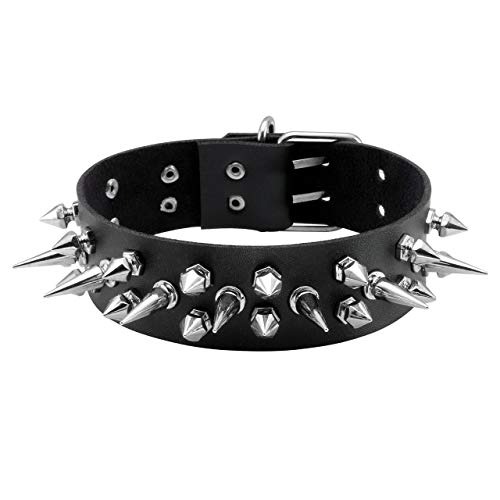 Manner Punk Gothic Collar Halsband PU Leder Spike Rivet Nieten Halskette Männer Frauen verstellbar von Manfnee