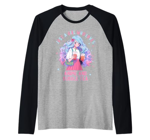 Nur ein Mädchen, das Anime und Boba Bubble Tea liebt Raglan von Manga Boba Bubble Tea Lover Anime Girl Shop