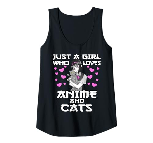 Damen Japanische Manga Cosplay Otaku Cat Neko Anime Girl mit Katze Tank Top von Manga Geschenke, Anime Kunst Kanagawa, Kanji Lover