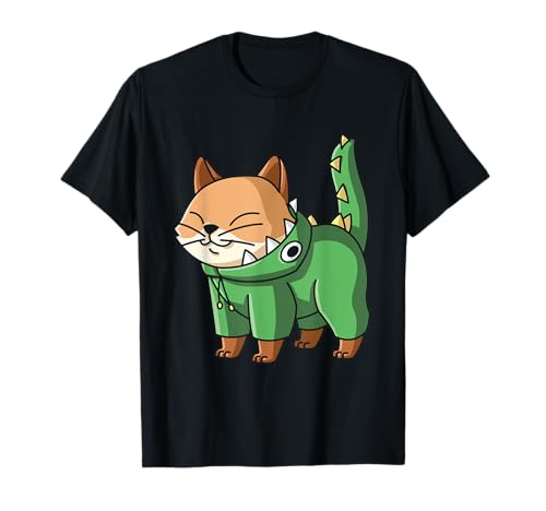 Kawaii Katze im Dino Kostüm Süßes Japanisches Kawaii Damen T-Shirt von Manga Kätzchen Anime Katzen pink pastel goth Co.