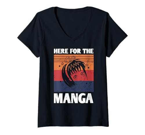Damen Hier Nur Wegen Manga Retro Anime Fansprüche T-Shirt mit V-Ausschnitt Damen Hier Nur Wegen Manga Retro Anime Fansprüche T-Shirt mit V-Ausschnitt von Manga Nerds Bei Conventions