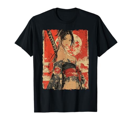 Samurai Warrior Waifu Girl Japanischer Ukiyo-e Manga Samurai T-Shirt von Manga Waifu Japanese Ukiyo-e Samurai Girl Warriors