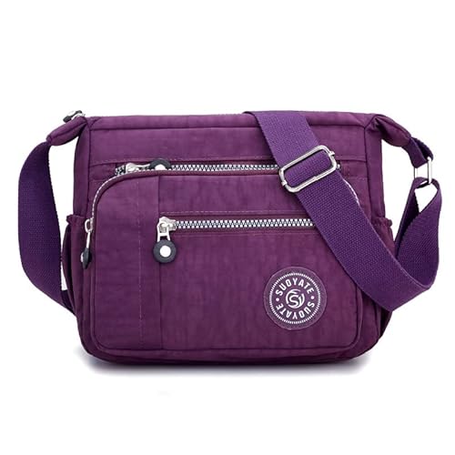 Damen Umhängetasche mit mehreren Taschen, für Einkaufen, Wandern, täglichen Gebrauch Gr. 38, violett von Milky Way